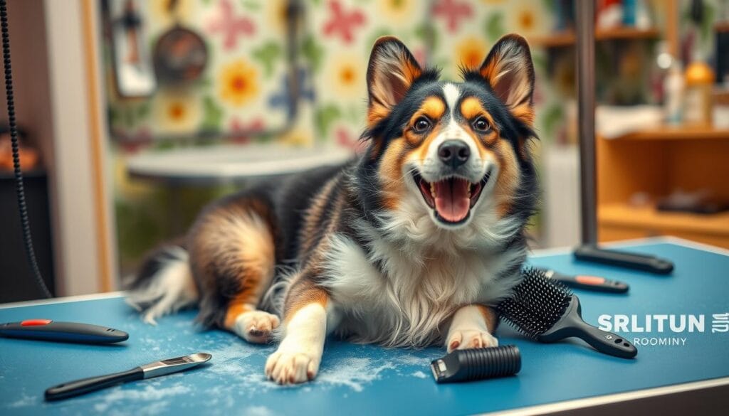 corgi husky grooming